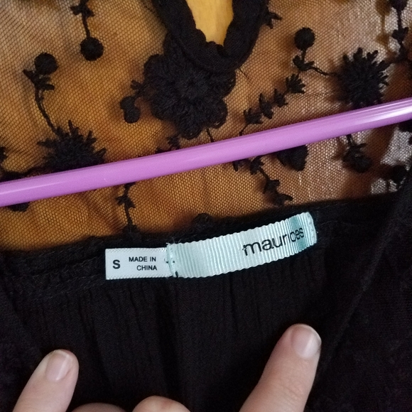 Maurice's Black Lace Crepe Top - Picture 3 of 5